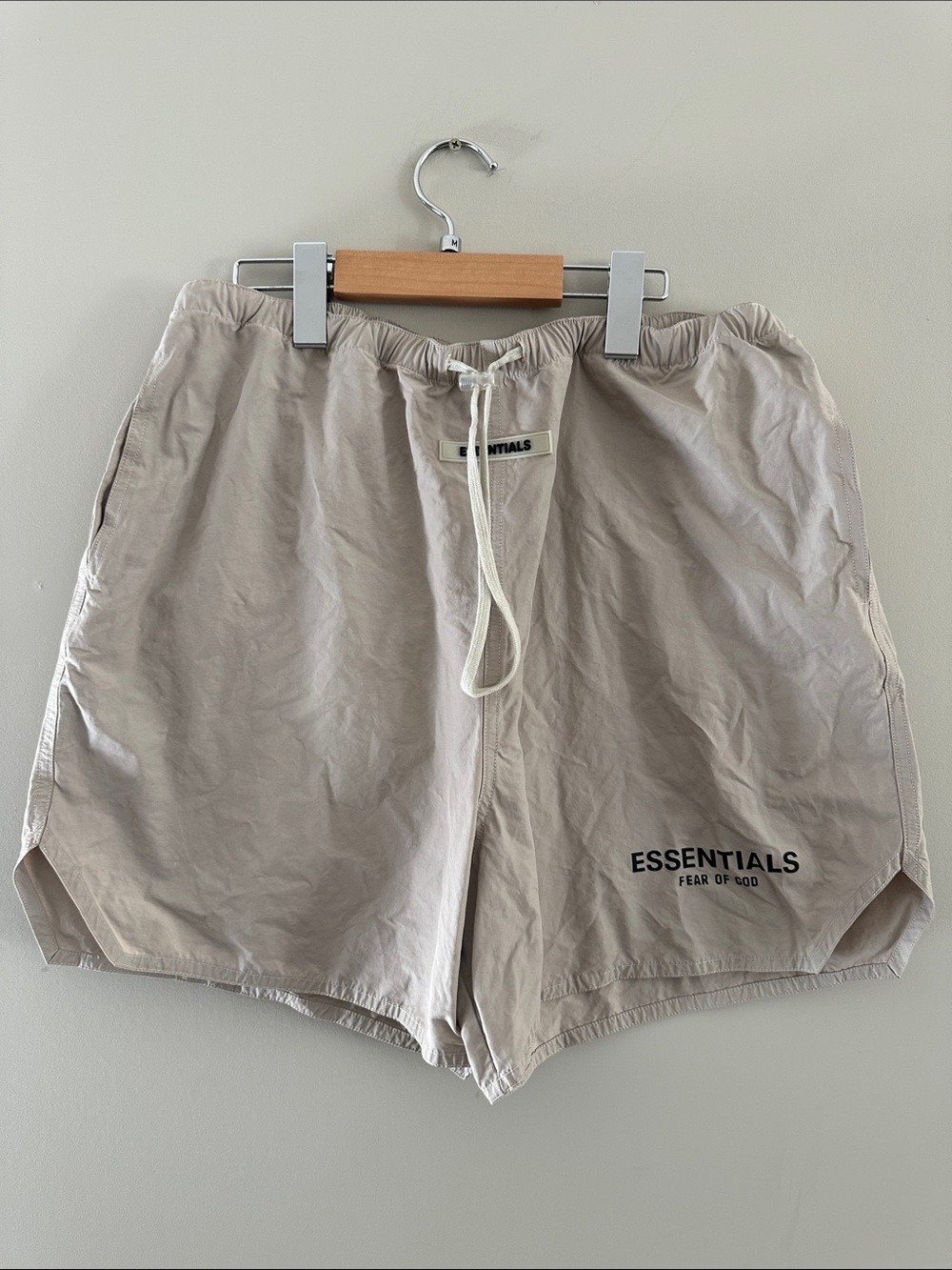 Essentials Men’s Beige Athletic Shorts with Drawstring